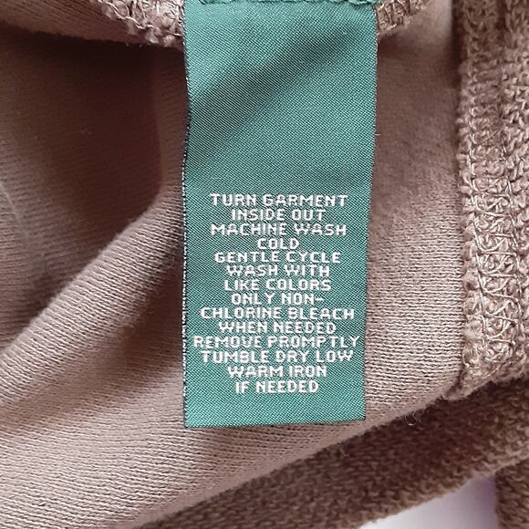 Lauren Ralph Lauren Terry Pullover Sweatshirt Chocolate Brown Quilted Equestrian - Picture 5 of 8